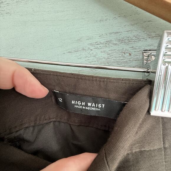 Loft Pants Women's High Waist Wide Leg Olive Green Button Front Size 12 Career - Picture 6 of 9